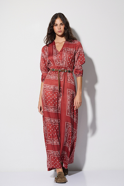Maxi printed long sleeves dress