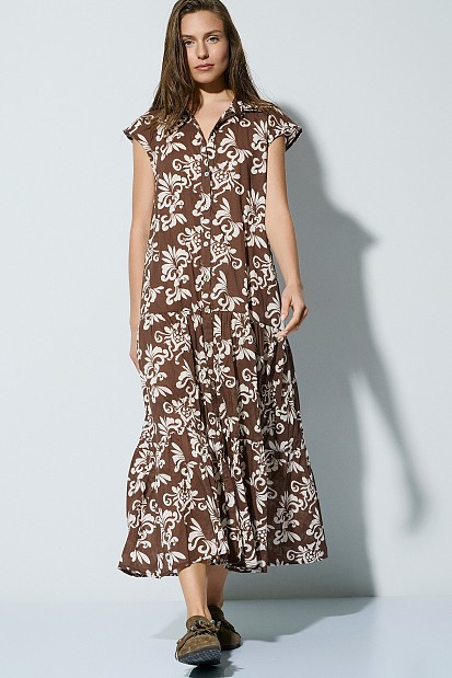 Rochie-cămașă midi cu print