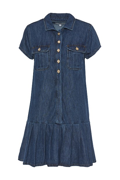 Mini denim pleated dress