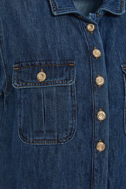 Mini denim pleated dress