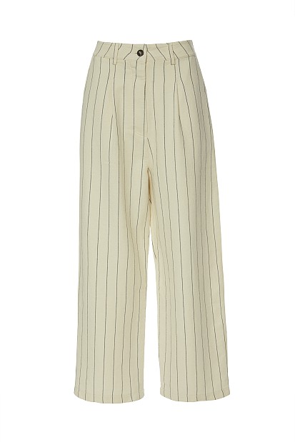 High-waisted striped cropped trousers