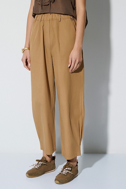 Pantalones de popelín de cintura alta