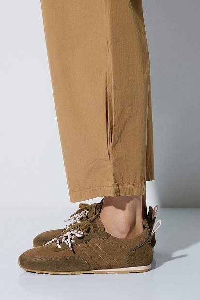 Pantalones de popelín de cintura alta