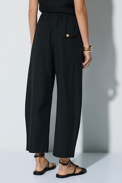 Pantalones de popelín de cintura alta