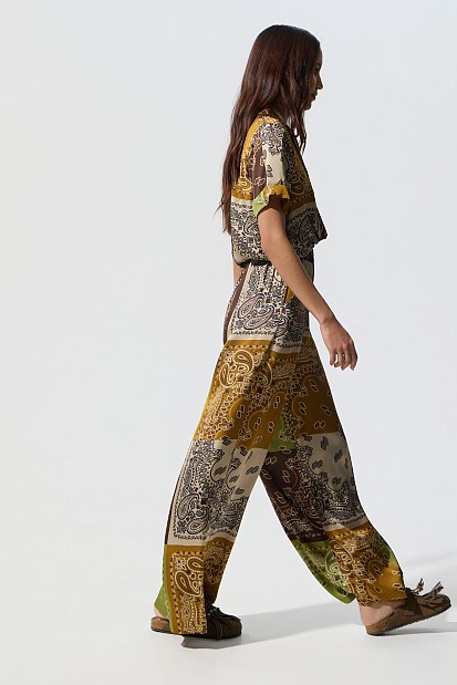 Printed satin pants