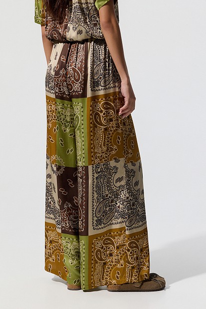 Printed satin pants