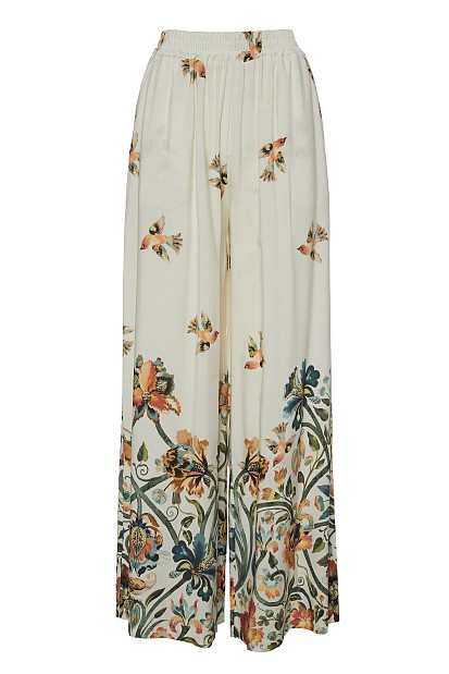 Printed high-waisted trousers