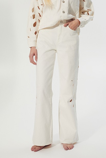 Erika wide leg jeans with embroidered detail