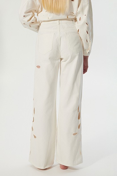 Erika wide leg jeans with embroidered detail