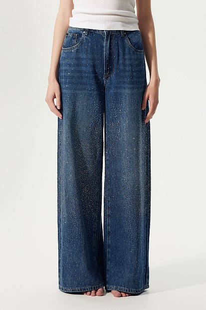 Jeans - Lexa wideleg strass