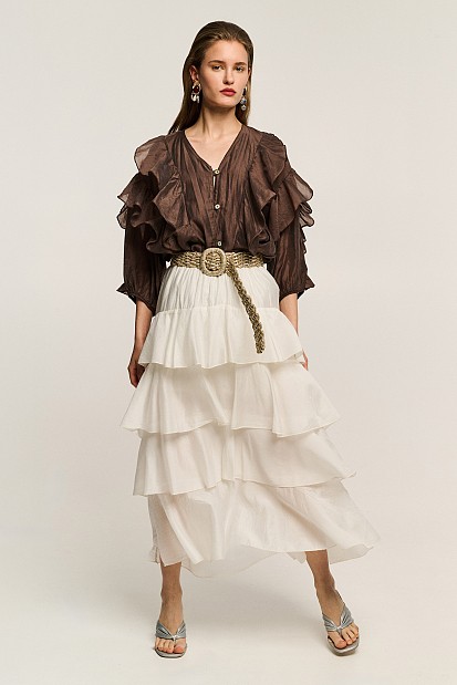 Midi skirt with ruffles