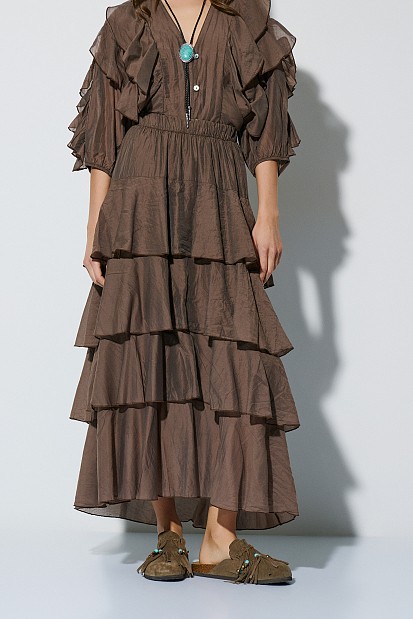 Midi skirt with ruffles