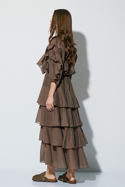 Midi skirt with ruffles