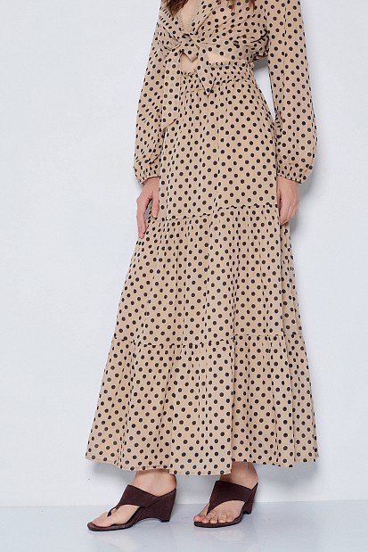 Maxi polka dot skirt with ruffles