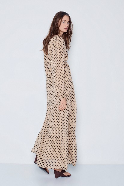 Maxi polka dot skirt with ruffles