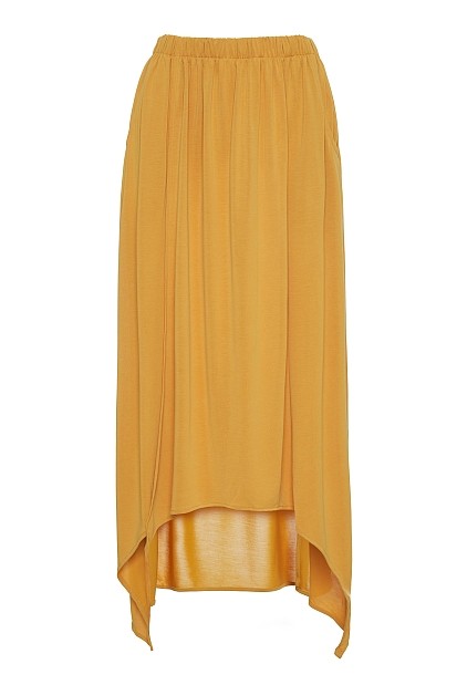 Midi asymmetric gathered skirt