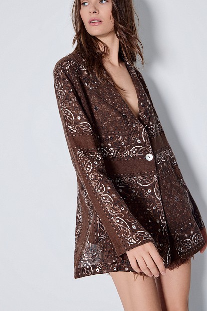 Linen printed blazer