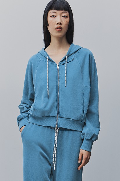 Cotton hooded cardigan