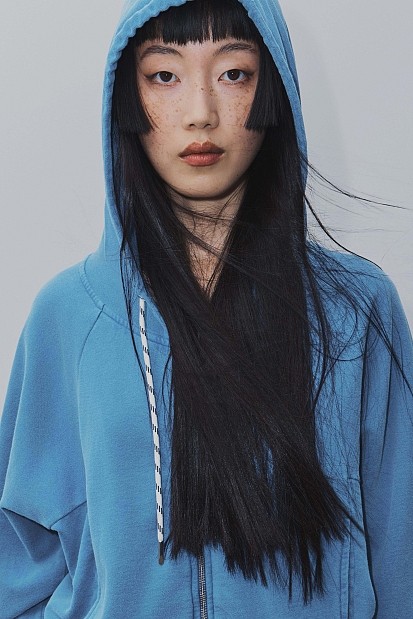 Cotton hooded cardigan