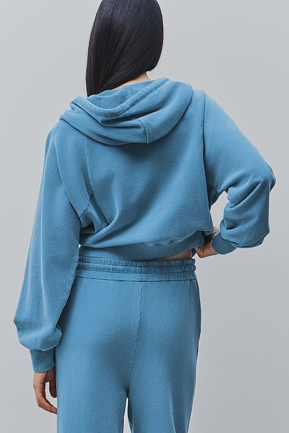 Cotton hooded cardigan