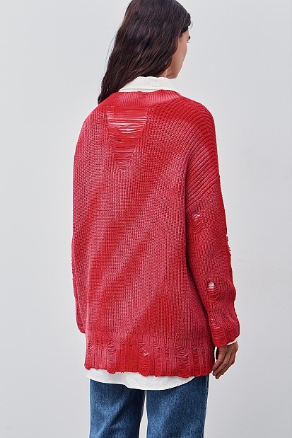 Knitted cardigan with rips