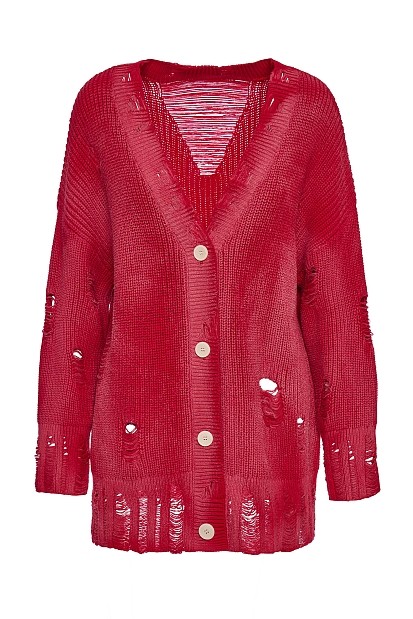 Knitted cardigan with rips