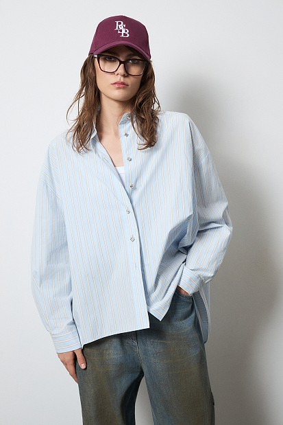 Ριγέ oversized πουκάμισο