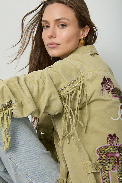 Jacket with print and studs