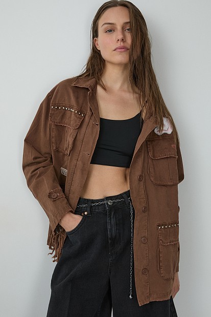 Jacket with print and studs