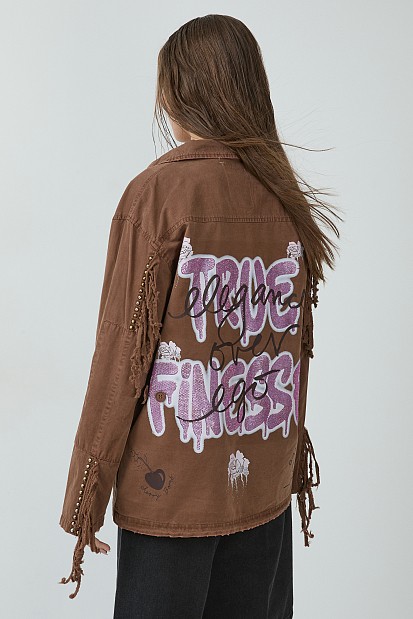 Jacket with print and studs