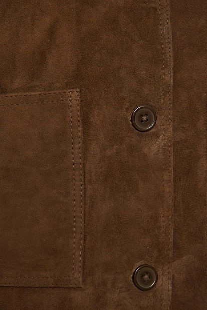Suede bomber jacket with collar