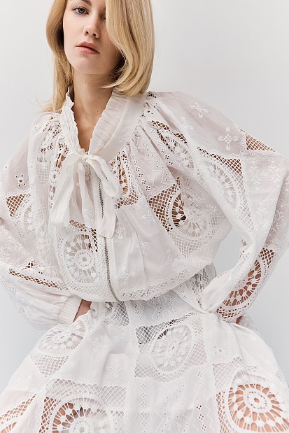 Cutwork jacket with embroidery