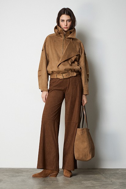 Suede leather bomber jacket