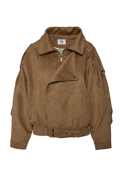 Suede leather bomber jacket