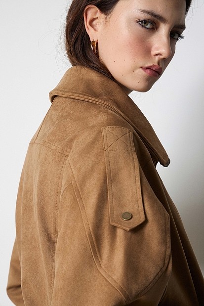 Suede leather bomber jacket