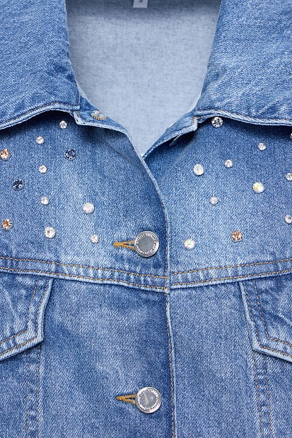 Denim jacket with rhinestones