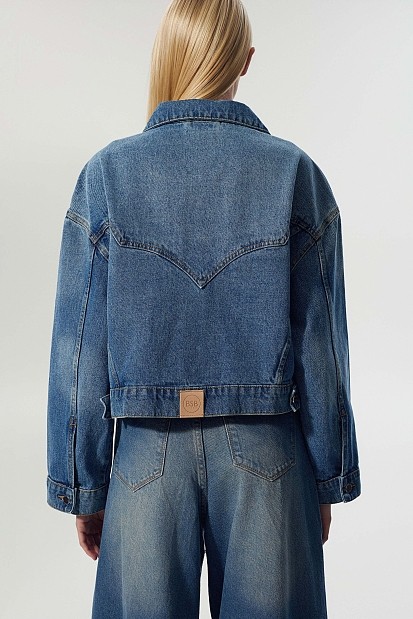 Denim jacket with rhinestones