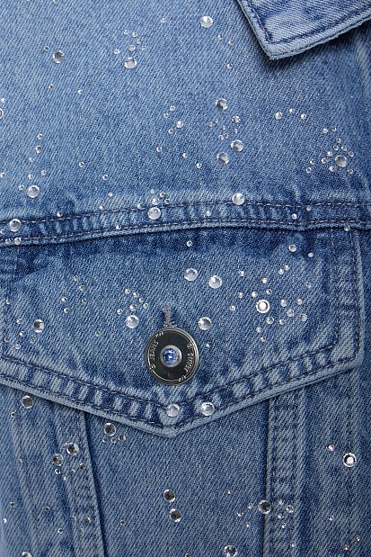 Denim vest with rhinestones