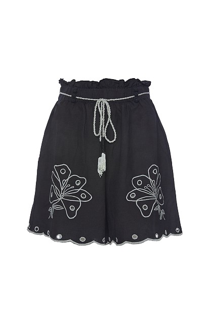 Pantalones cortos con cintura alta y detalles bordados