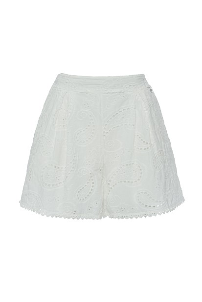 High-waisted broderie shorts