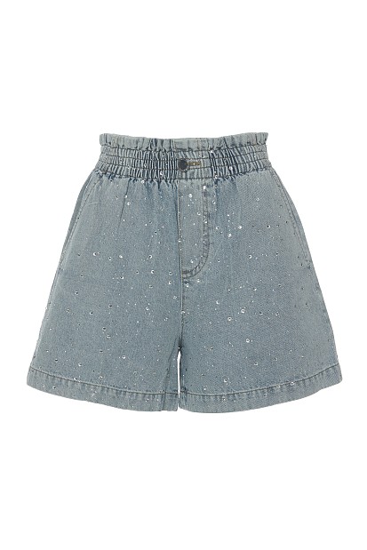 Denim shorts with rhinestones