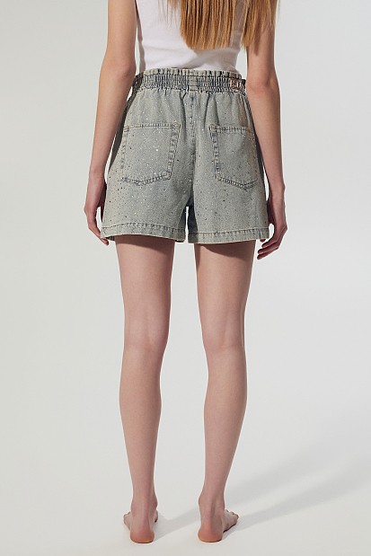 Denim shorts with rhinestones