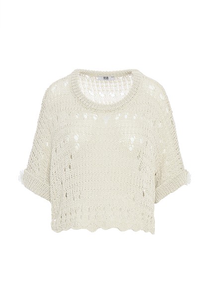 Cutwork shortsleeve sweater