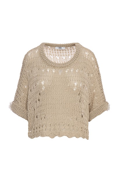 Cutwork shortsleeve sweater
