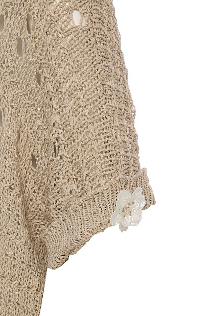 Cutwork shortsleeve sweater