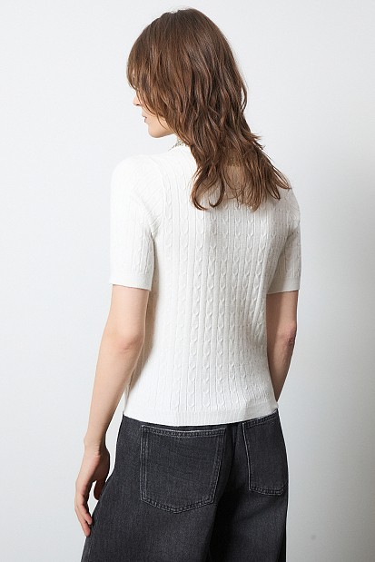 Short sleeves sweater with rhinestones