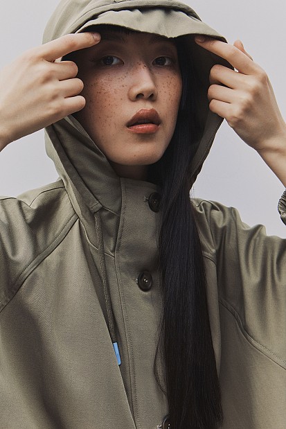Parka-style trench coat
