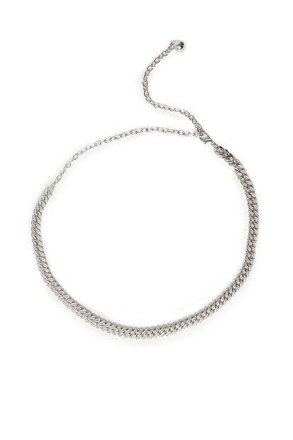Metal chain belt with rhinestones