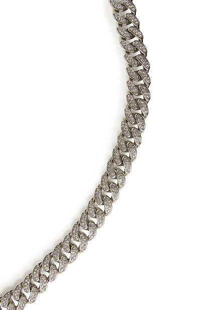 Metal chain belt with rhinestones