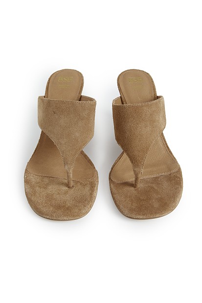 Suede platform with heeled sandal